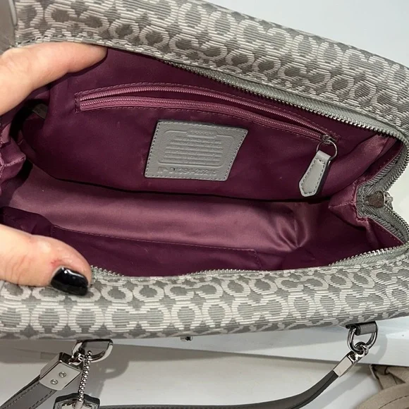 Coach Madeline Madison 25215 Gray Jacquard Leather Satchel Shoulder Crossbody